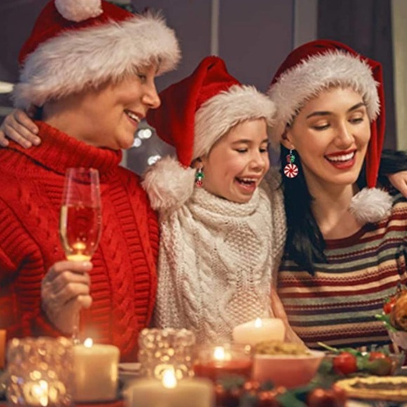 5/$25 Stocking Stuffer Sale Christmas Earrings ROSE GOLD SANTA Christmas Earring - Picture 4 of 7